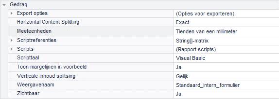 Rapport instellingen 2