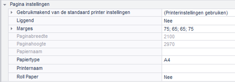 Pagina instellingen