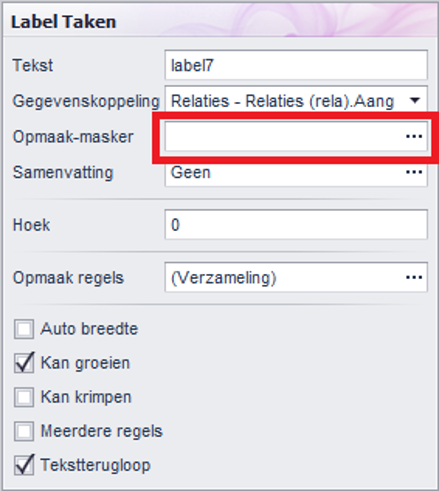 Veld opmaak 1