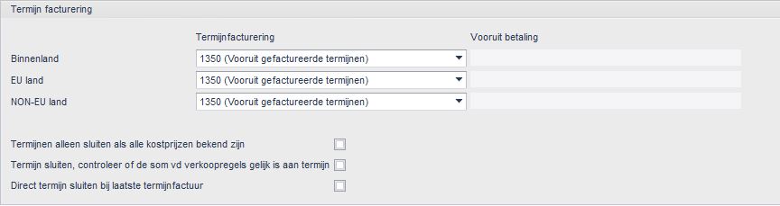 Administratie-instellingen > Verkooporder > Factureren > Termijnfacturering