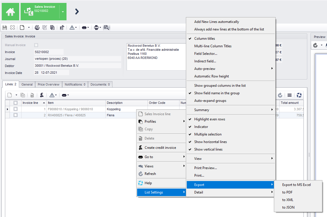 Export a list to various file formats