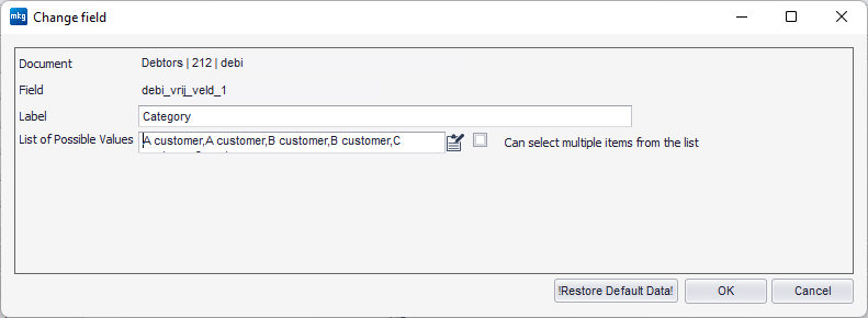 Create dropdown on Extra Field