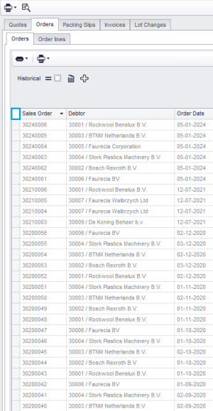Field Selector via the field at the top left of the column header