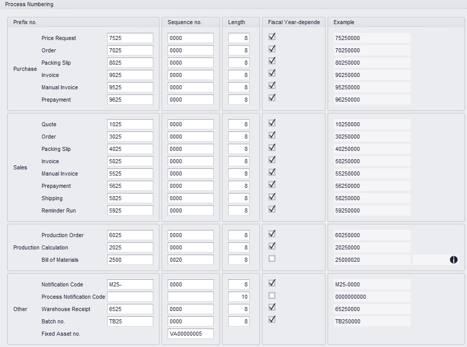 Administration Settings > Process Numbering 2025