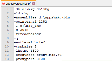 Parameters appserversettings