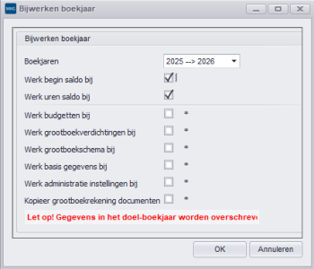 Bijwerken beginsaldo en urensaldo